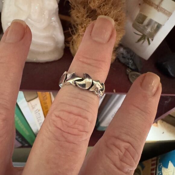 Moon & Stars Sterling Silver Ring Size 7 - Picture 4 of 8